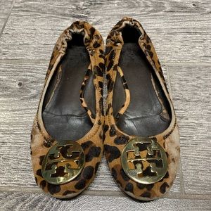 Tory Burch Reva Calf hair leopard flats